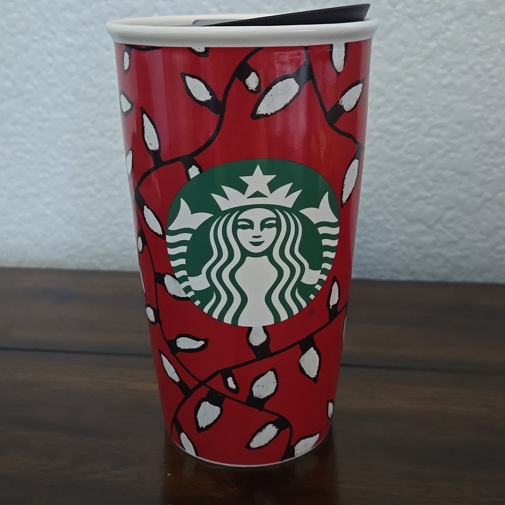 STARBUCKS 2016 Holiday Coffee Hot Beverage Tumbler Red Cup 12 Oz